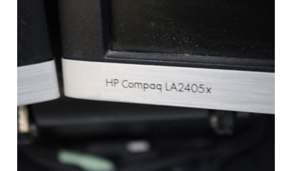 2 diverse TFT-schermen HP, type Compaq LA2405x op voet, zonder kabels